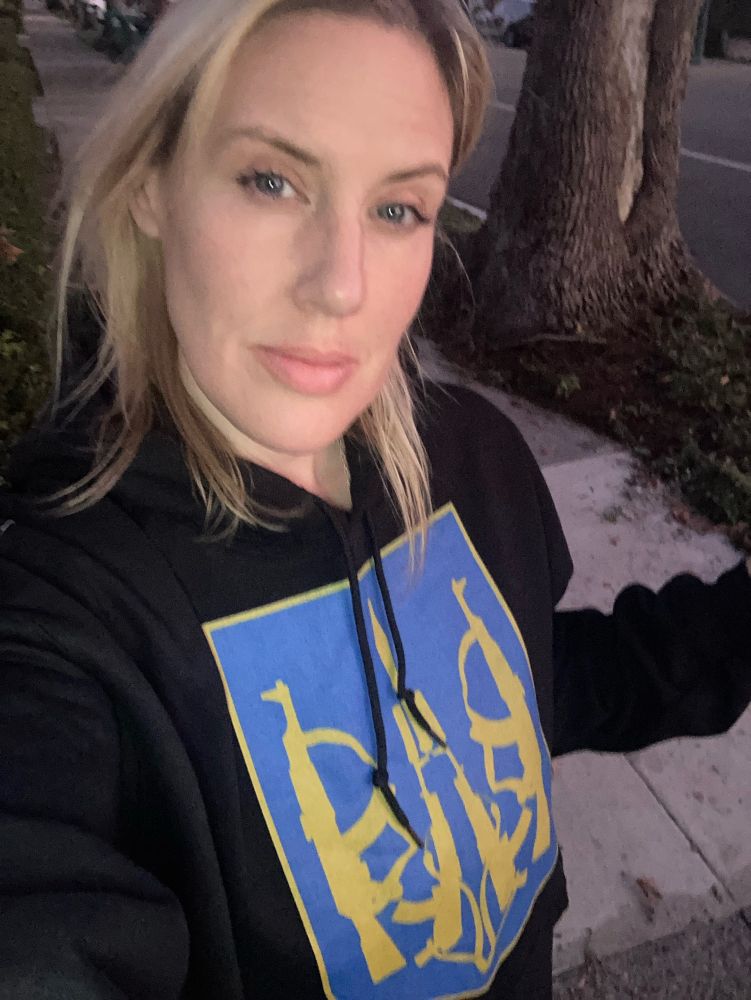 Woman in NAFO hoodie