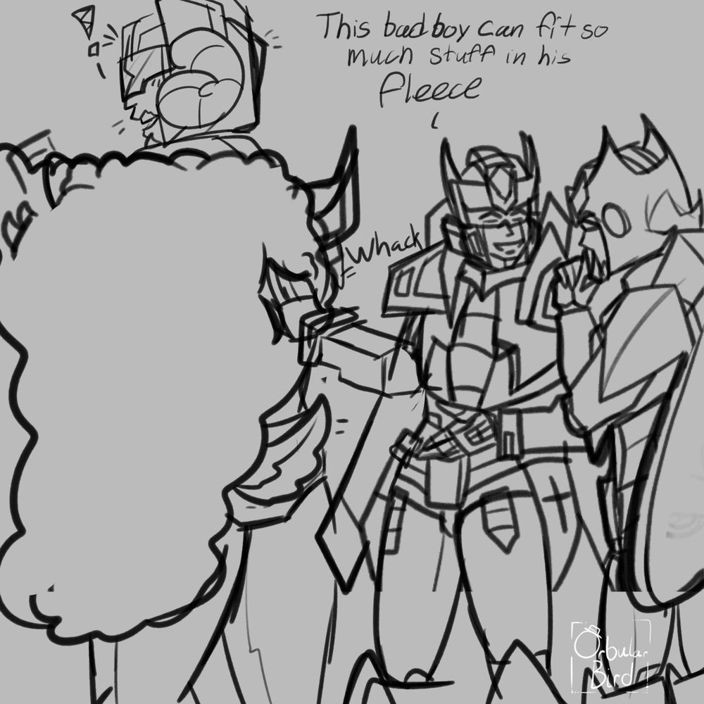 Tidal slapping his fluffy husband telling Hyperion how much stuff that fleece can hold