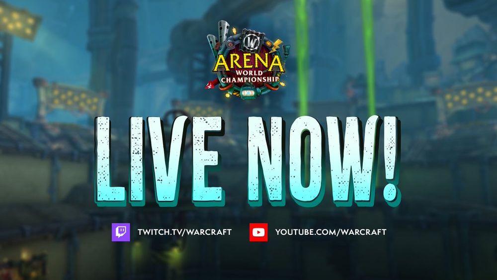 The Arena World Championship logo with below text "Live Now!"