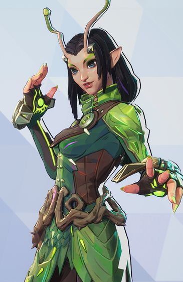 An image of Mantis as she appears in Marvel Rivals. It is a screenshot of her idle animation and is posed on a white background.