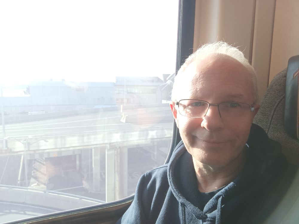 Man sitting in train