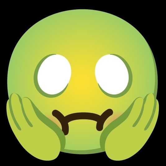 Grünes Emoji mit weit aufgerissen Augen 

Es ist eine Kombination aus den emojis 😱 und 🤢