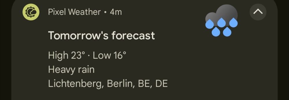 A weather forecast with 5 rain drops. No idea what the theoretical maximum is.