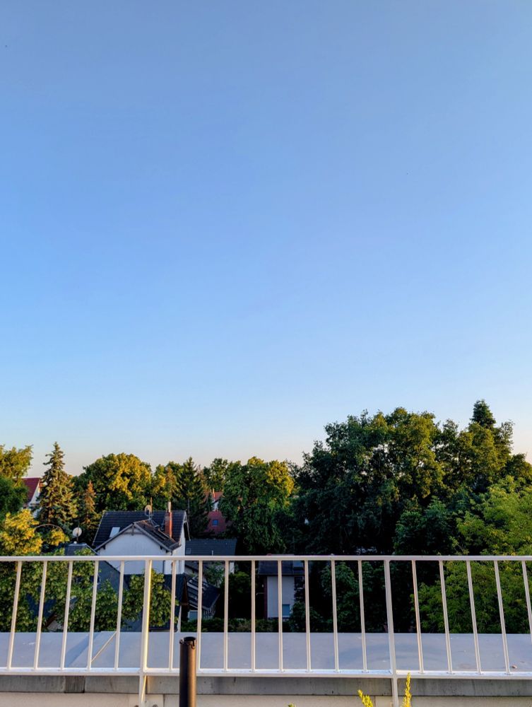 A cloudless blue evening sky in Berlin