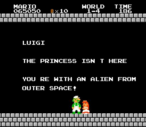 Luigi and an alien from outer space 