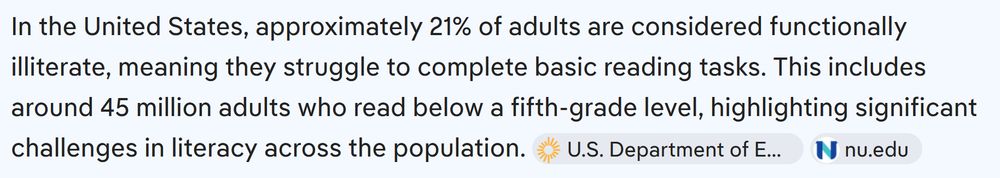 In the United States, approximately 21% of adults are considered functionally illiterate, meaning they struggle to complete basic reading tasks. This includes around 45 million adults who read below a fifth-grade level, highlighting significant challenges in literacy across the population.