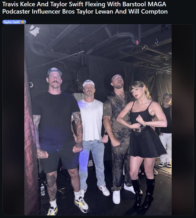 Photo of Taylor Swift and Travis Kelce with MAGA fucks Taylor Lewan and Will Compton
