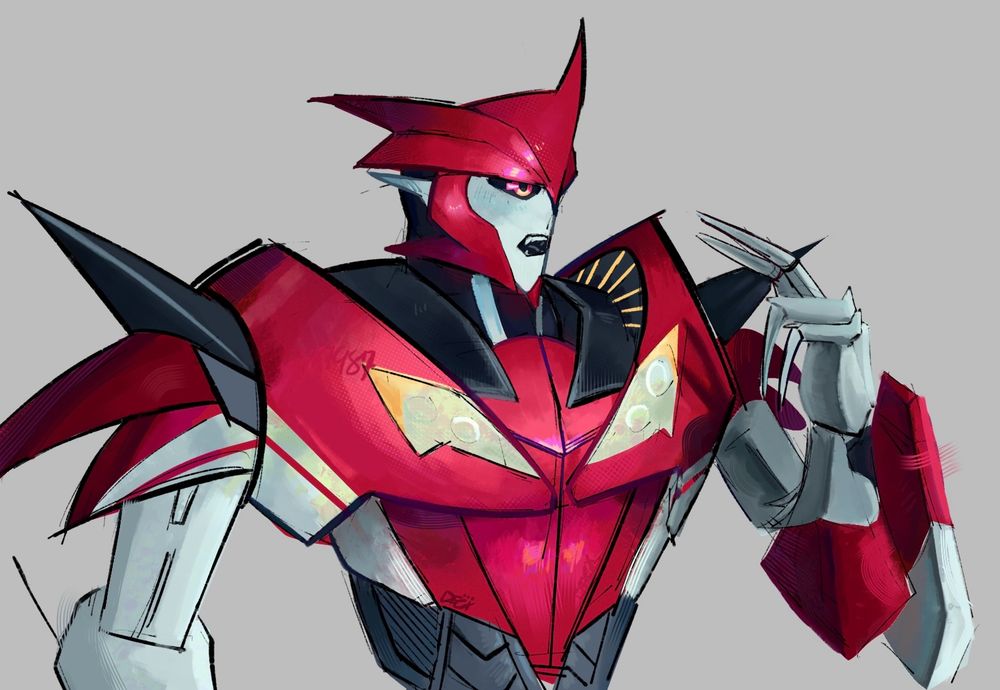 A rendered drawing of Knockout from transformers prime made in ibis paint x