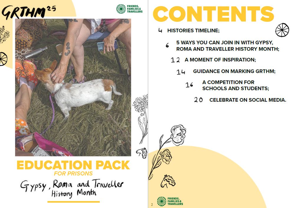 Front cover and contents page of the education pack