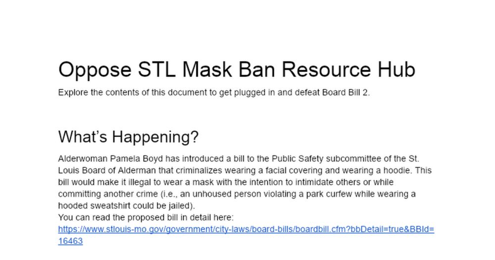 Oppose STL Mask Ban Resource Hub