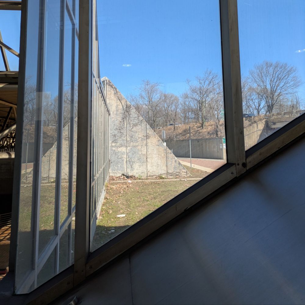 Photo of window in train station 