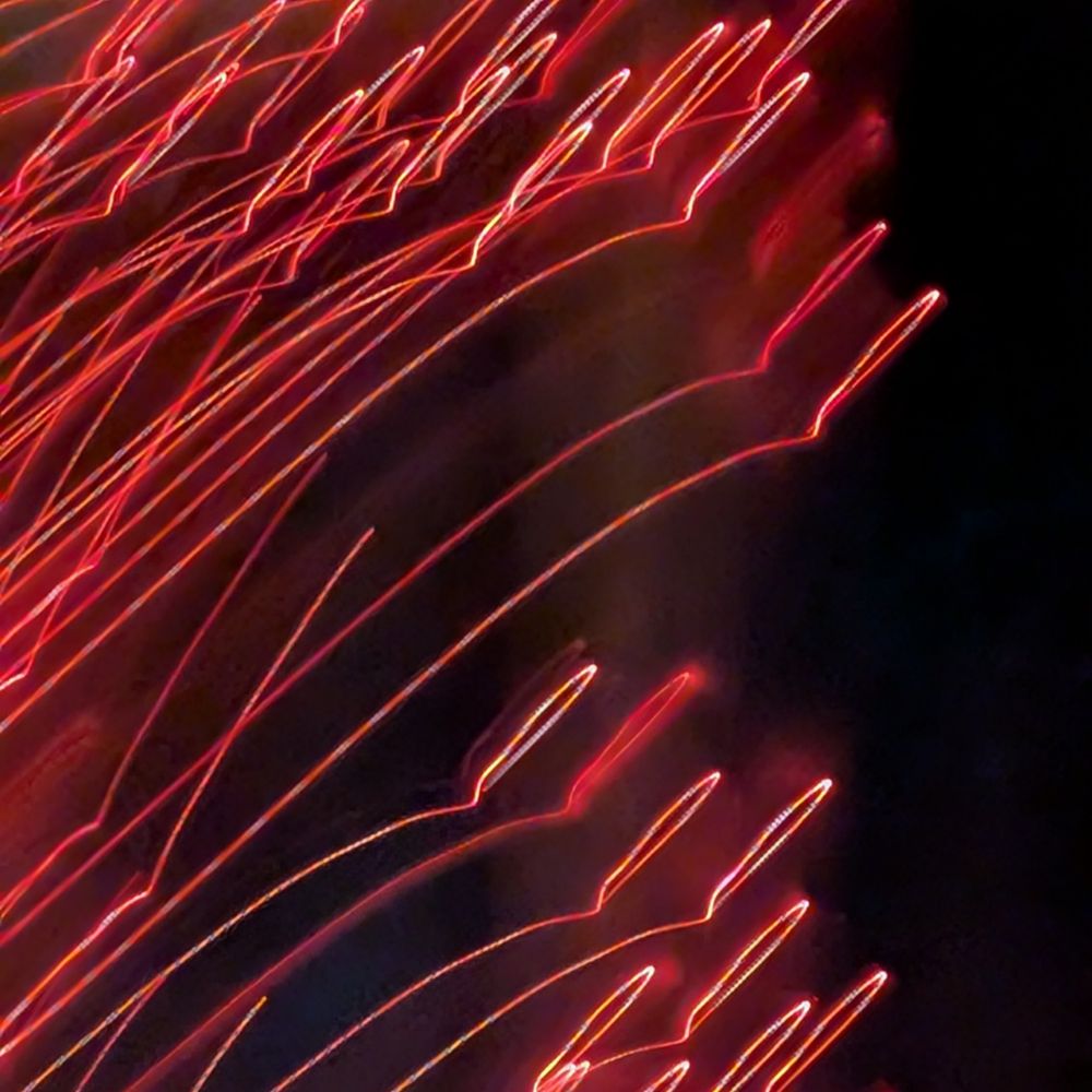 Long exposure streaks of red light