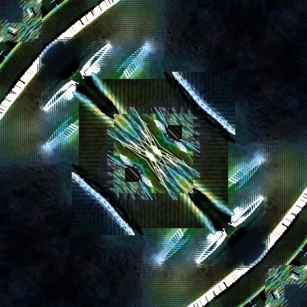 Blue and green abstract glitch art