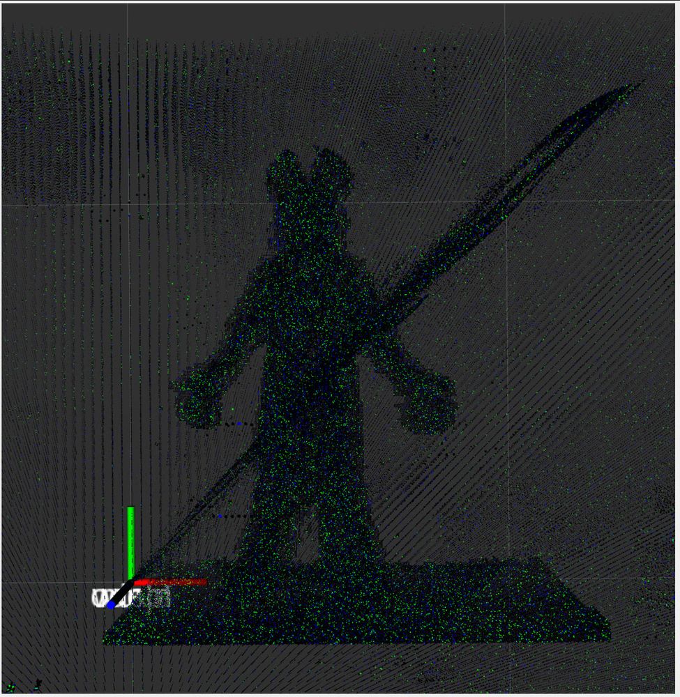 Screenshot of the raw output of a photogrammetric 3D reconstruction of Blouie the Blue Heeler.