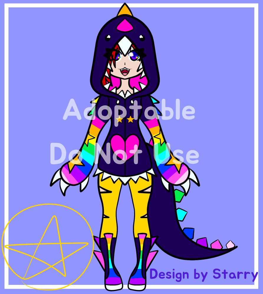 Open adopt of a neon dinosaur girl