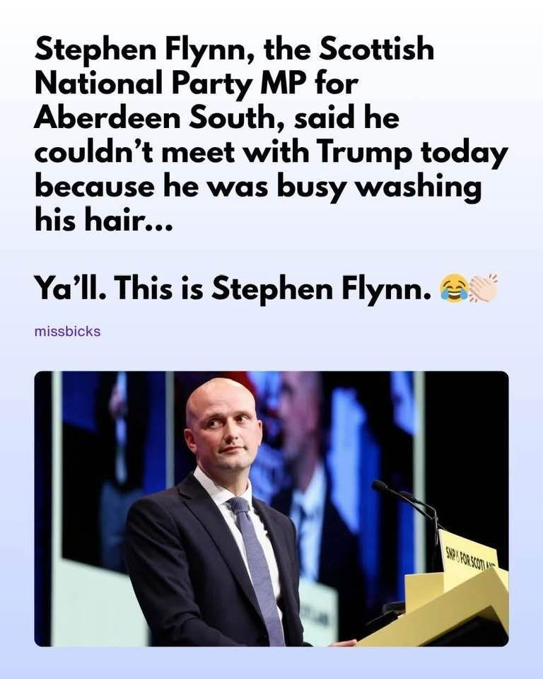 photo of a bald man who refused to meet with trump as he was too busy washing his hair...