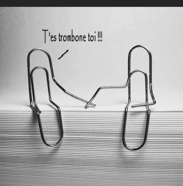 Deux trombones, l'une dit à l'autre:"t'es trombone toi !!