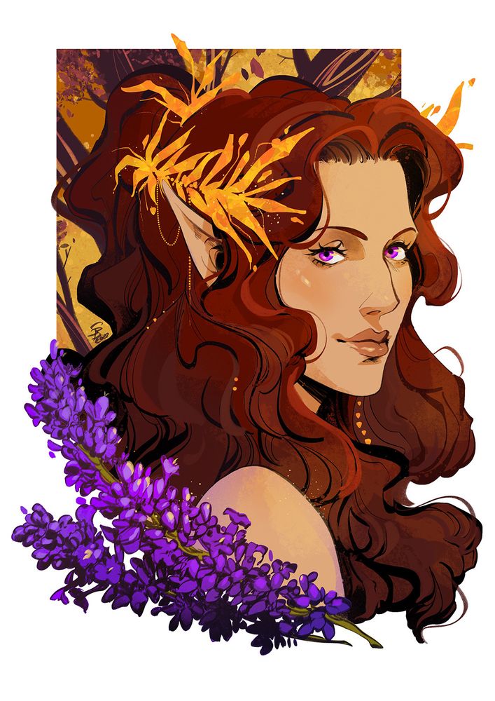 #art of an elven lady looking over her shoulder