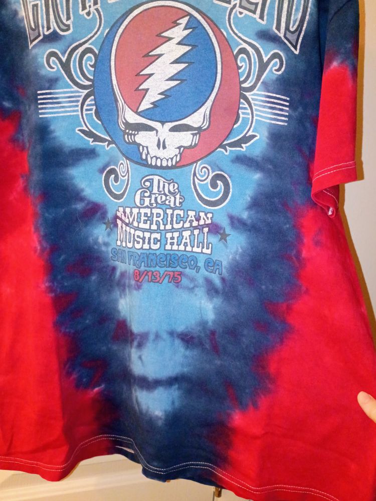 Red & Blue tie dye T-shirt commemorating 8/13/75 Day. 