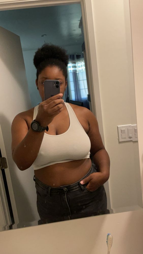 me with an afro puff 