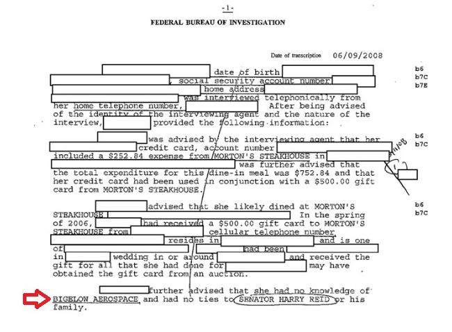 FBI records from 2008 referencing Bigelow Aerospace.
