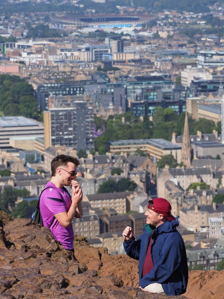 Me proposing to my boyfriend at the top of Arthur's Seat in Edinburgh 