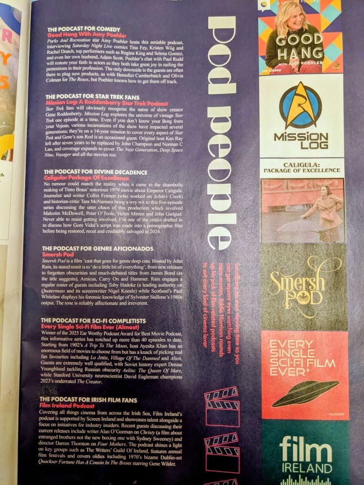 A page of Podcast recommendations for the November edition of 'The List'.