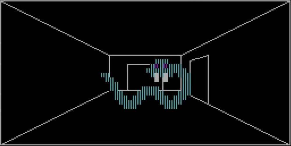 Screenshot of a snake from a first-person section in Ultima II: The Revenge of the Enchantress