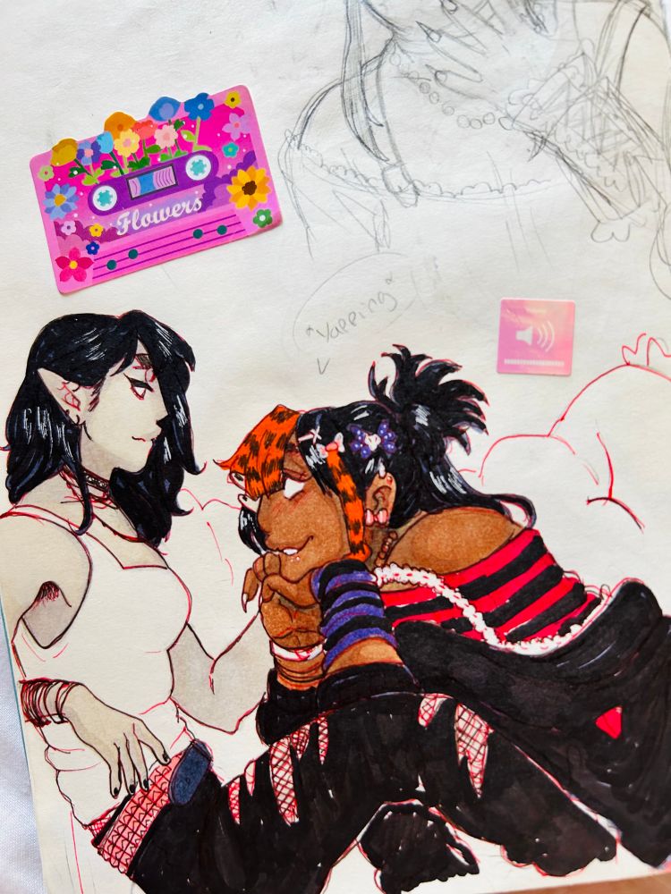 Marker art of my ocs Reynante and Naoise as teens, both pre-transition