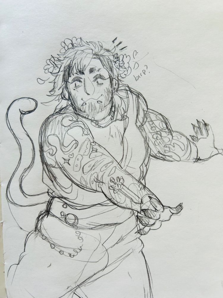 Sketch of my oc Reynante in a silly pose 