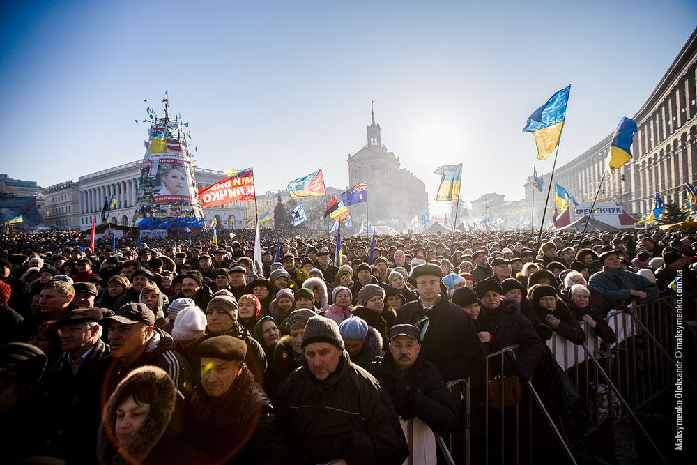 Protesters in Kyiv, 29 December 2013, part of Euromaidan