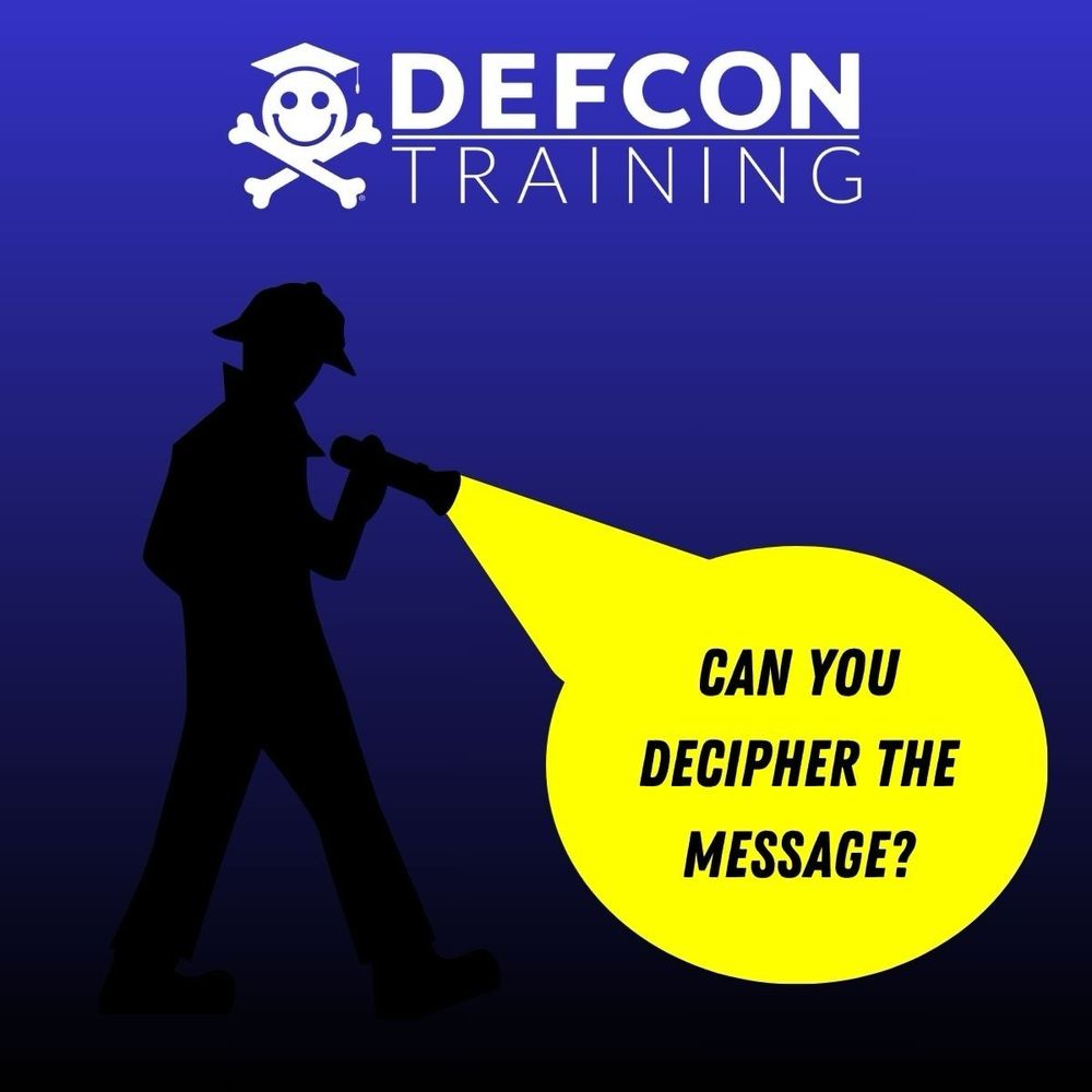 Silhouette of an investigator in an overcoat and deerstalker cap holding a flashlight. In the light’s beam are the words ‘can you decipher the message?’