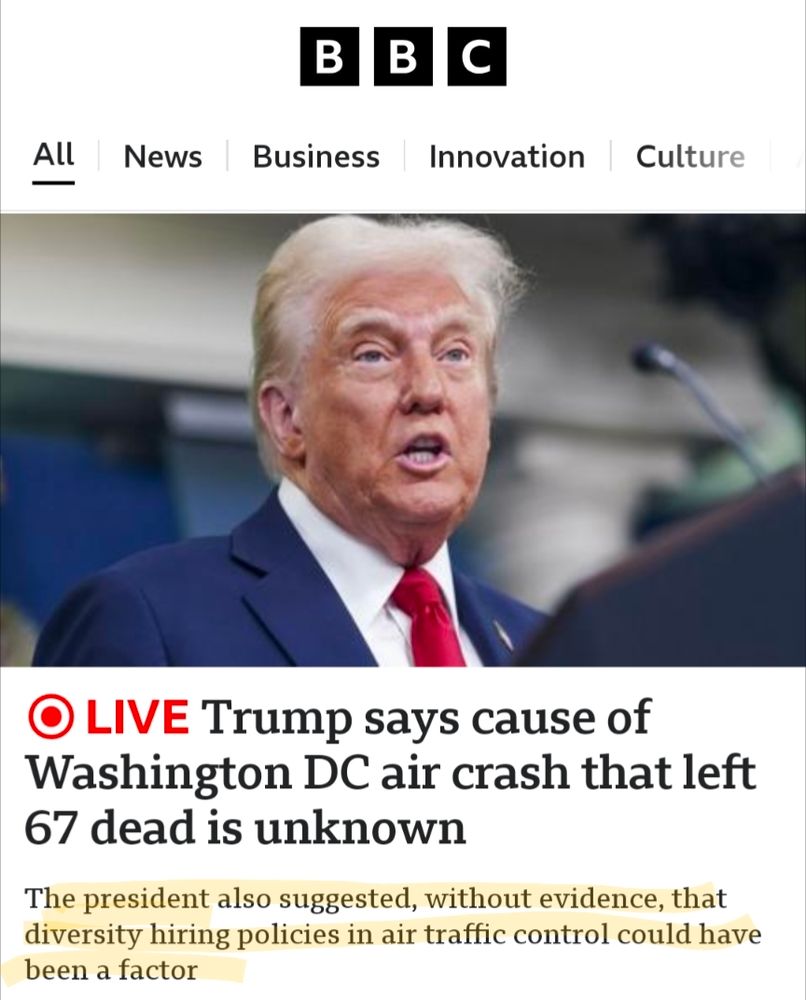 Trump suggesting that diversity hiring was a factor in the plane crash.
