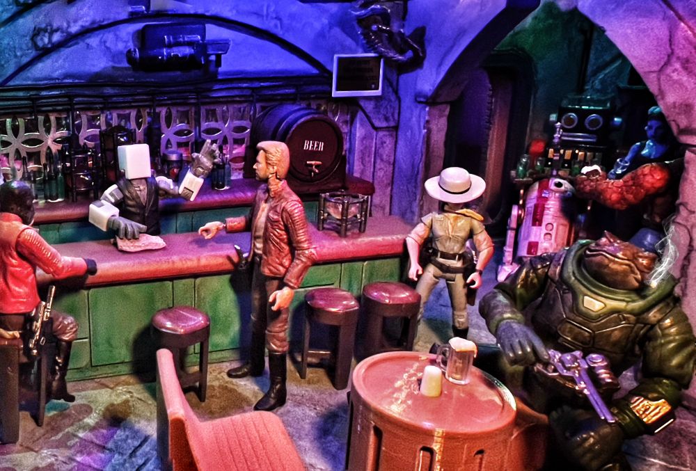 Toy photography of a sci fi bar