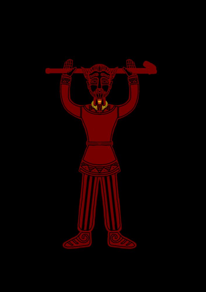 Dusion holding a club