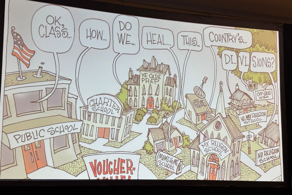 Cartoon about different voices in divided nation