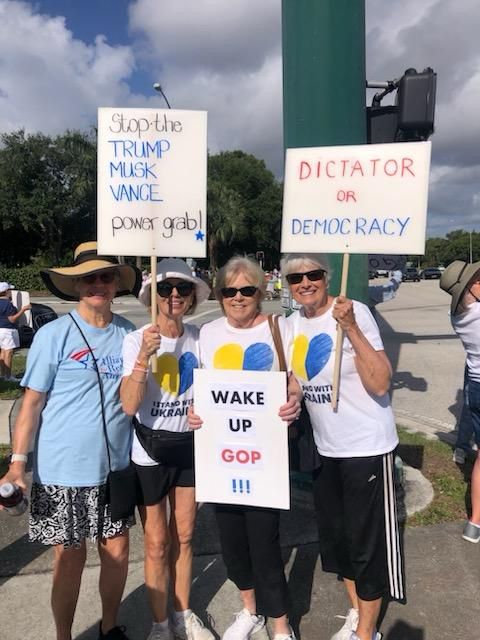 My 80 year old mother and her friends at a protest in Florida