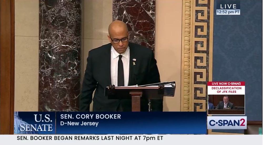 Senator Cory Booker speaking on the floor of the Senate. 