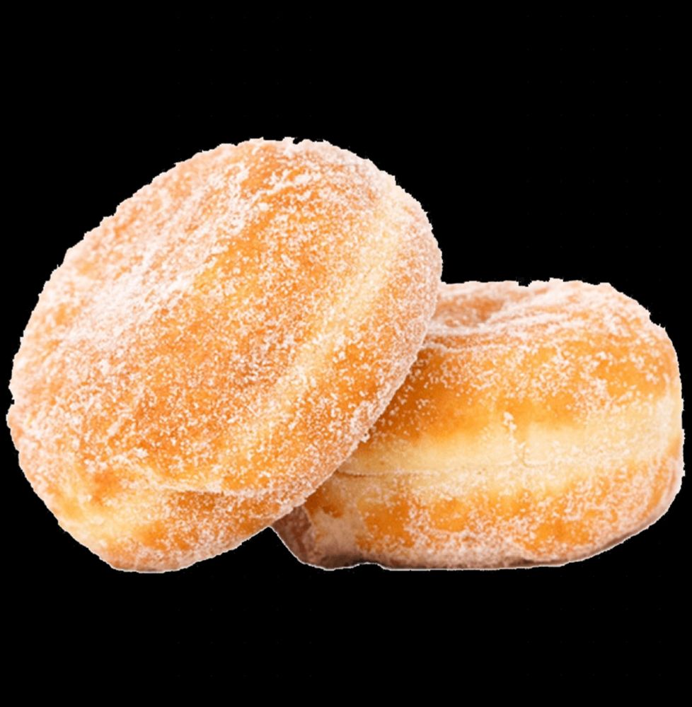 Two powdered doughnuts