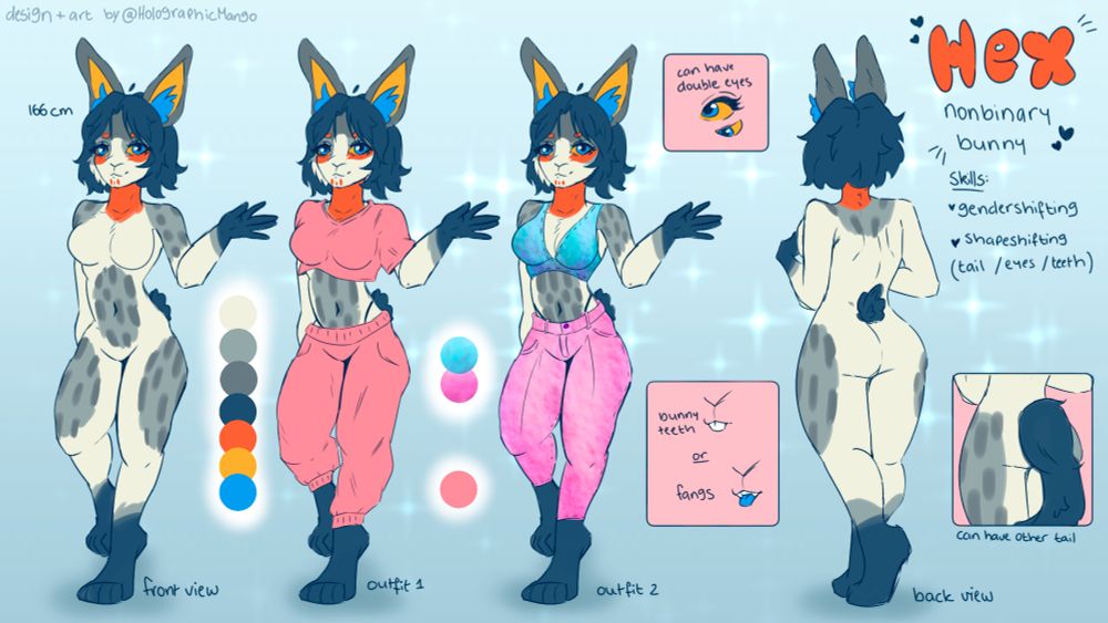 ref sheet of Hex, my fursona