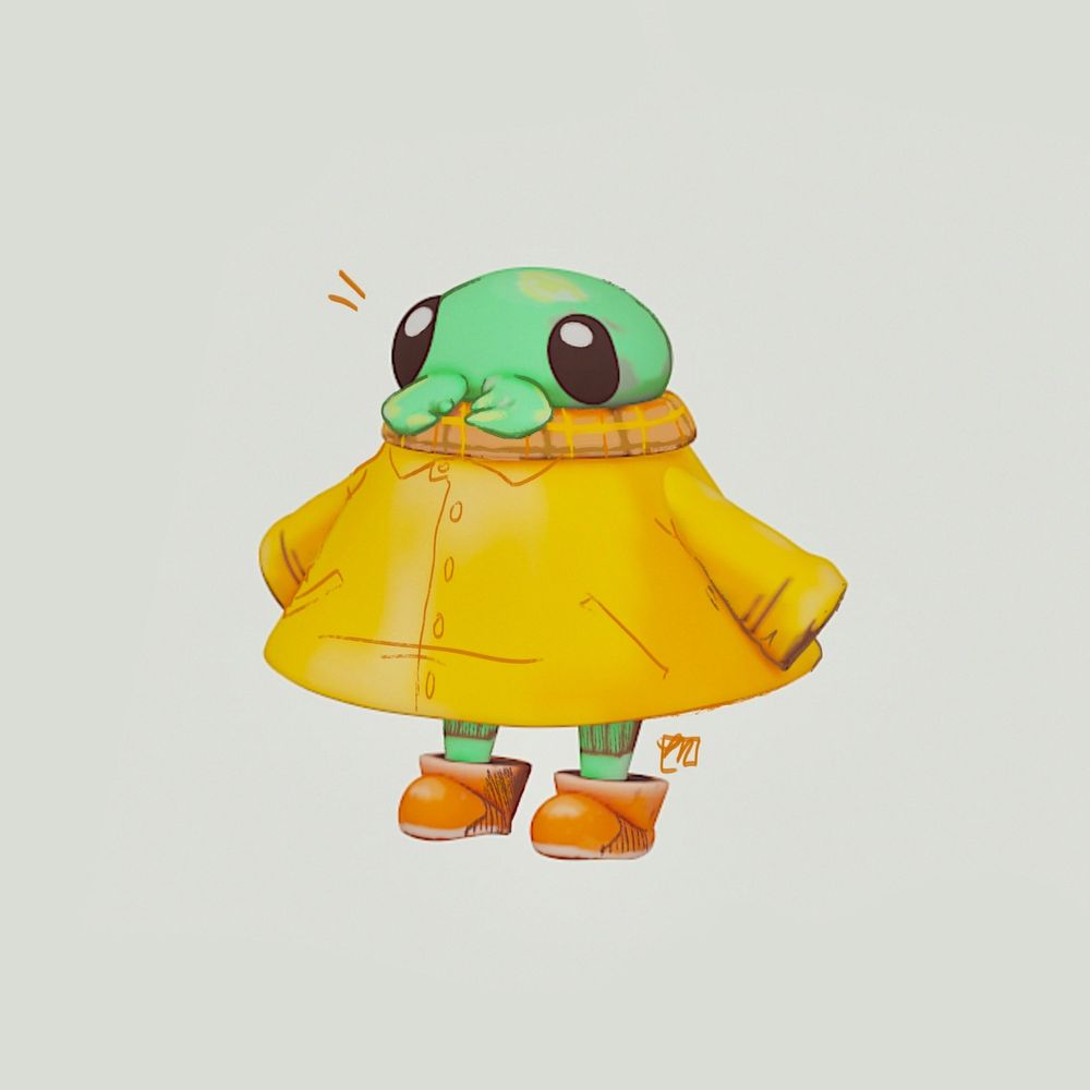 Cute bug guy in a jacket 3d model