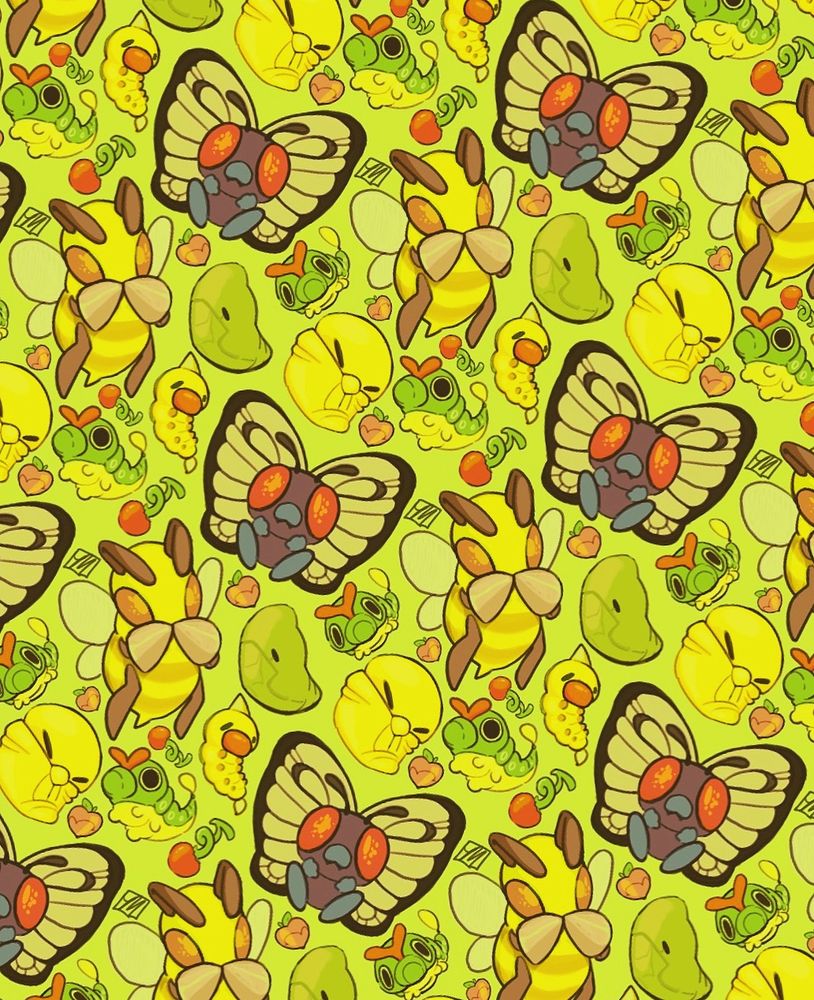 Pattern of bug type pokemon doodles