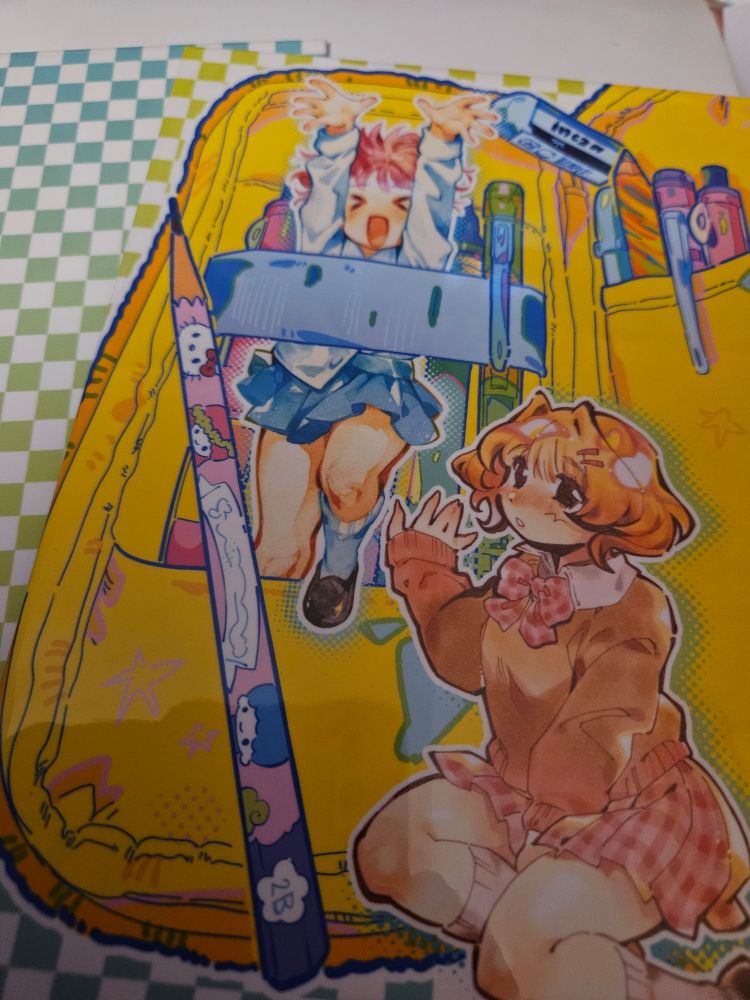 A photo of a sketchbook cover at an angle.