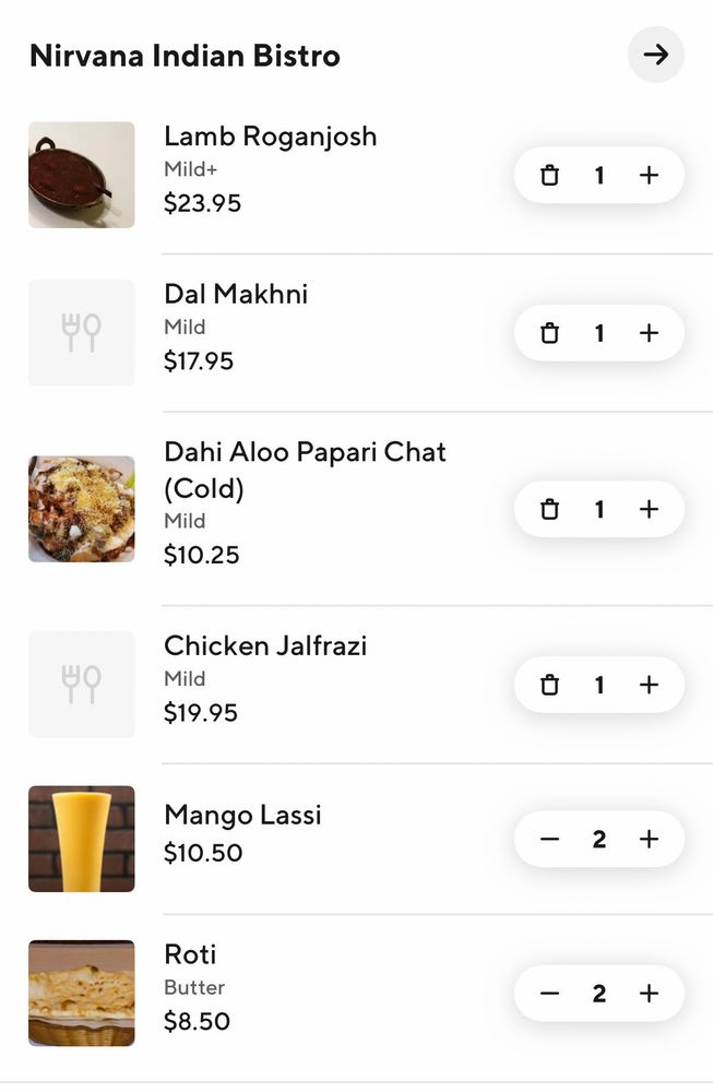 My Indian order 