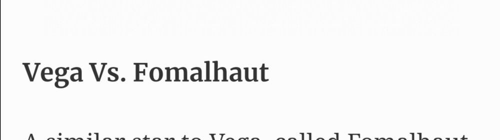 Subtitle of the article, "Vega Vs. Fomalhaut"