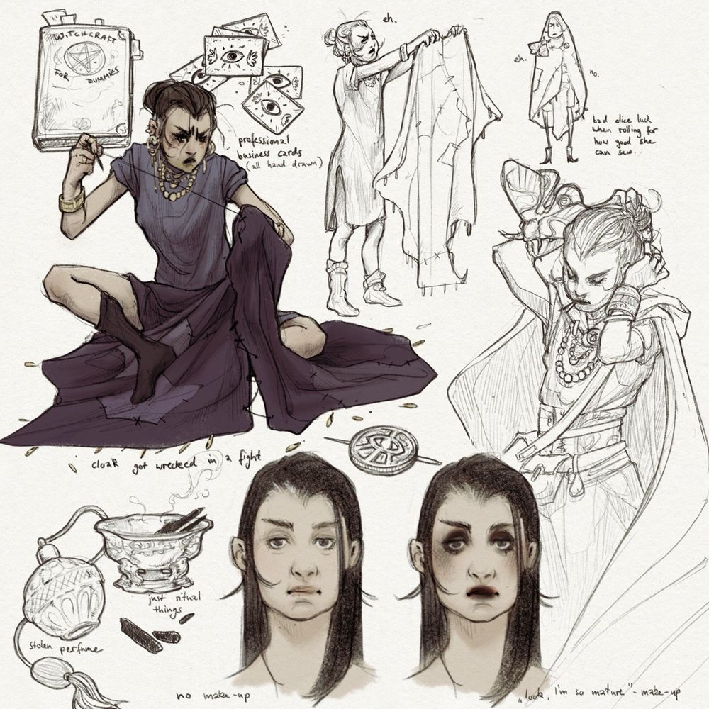 more sketches of a human warlock for a dnd campaign