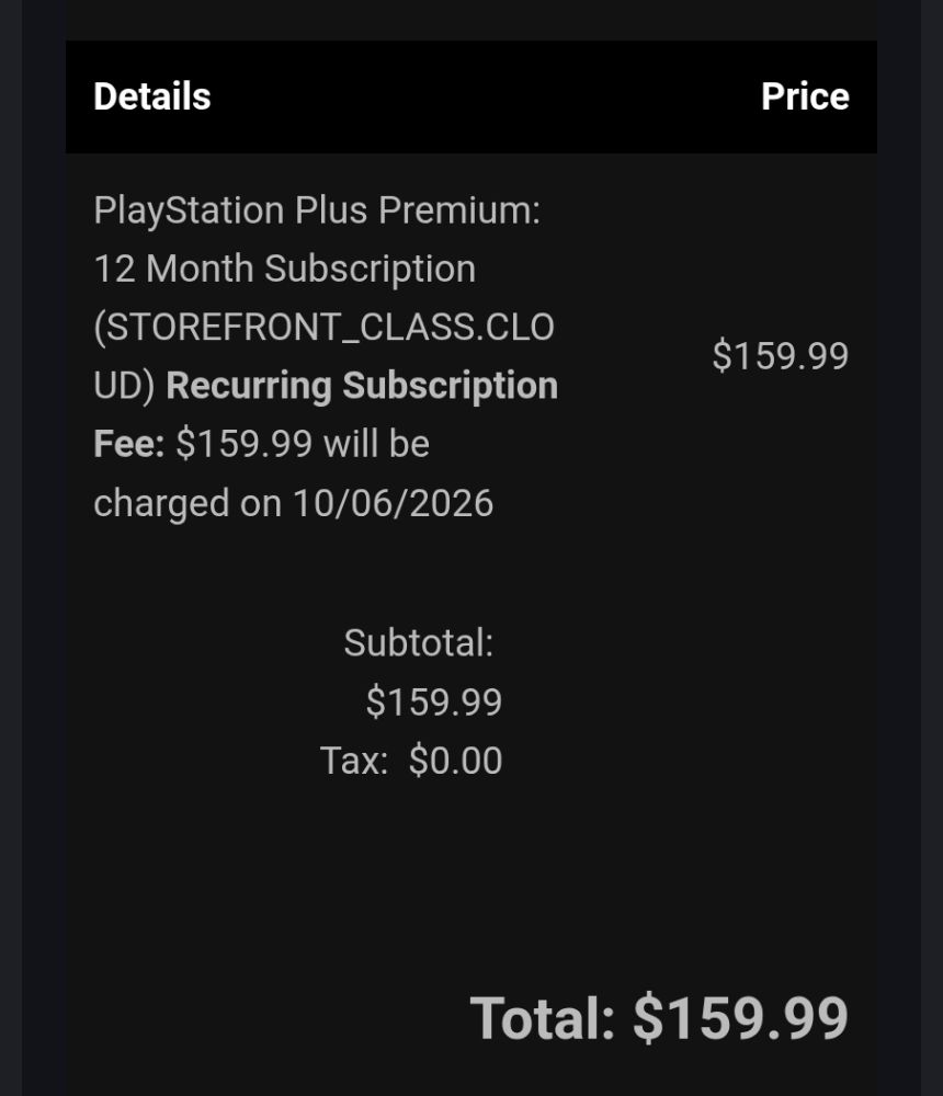ps plus receipt for $160