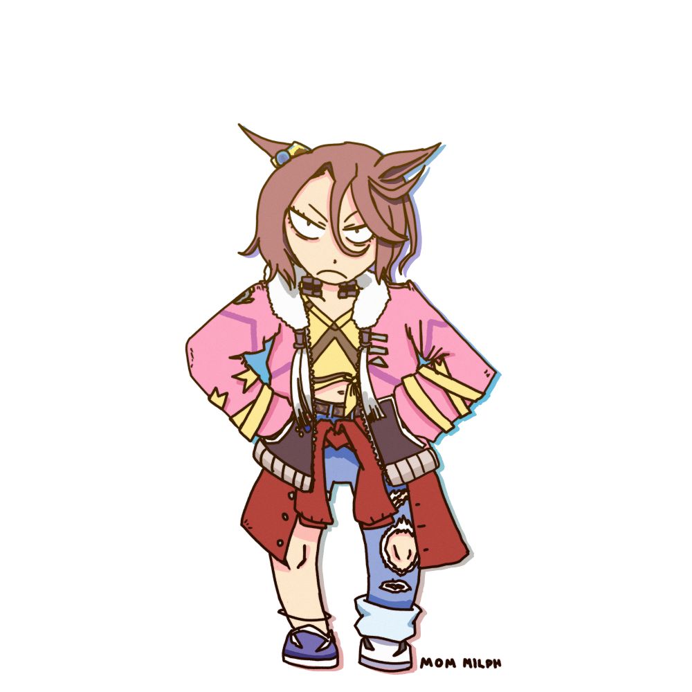 An illustration by Mom Milph of Narita Taishin from Uma Musume.