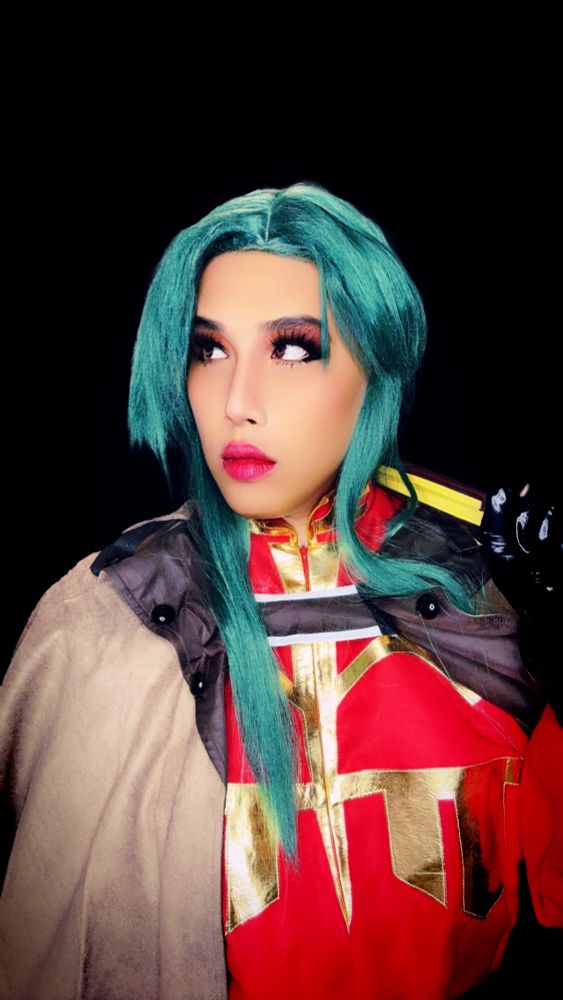 Mom Milph cosplaying as Cima Garahau from Mobile Suit Gundam 0083: Stardust Memory.