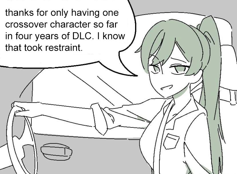 Sakuya Shirase from THE iDOLM@STER Shiny Colors saying "thanks for only having one crossover character so far in four years of DLC. I know that took restraint."